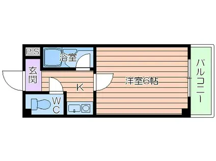 カルム四天王寺(1K/6階)の間取り写真