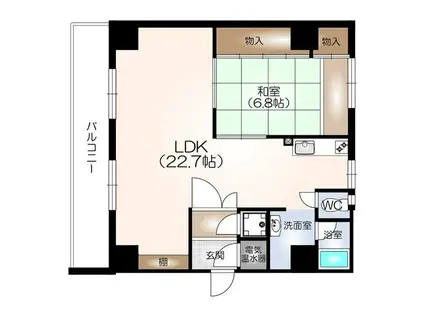 主税ビル(1LDK/9階)の間取り写真