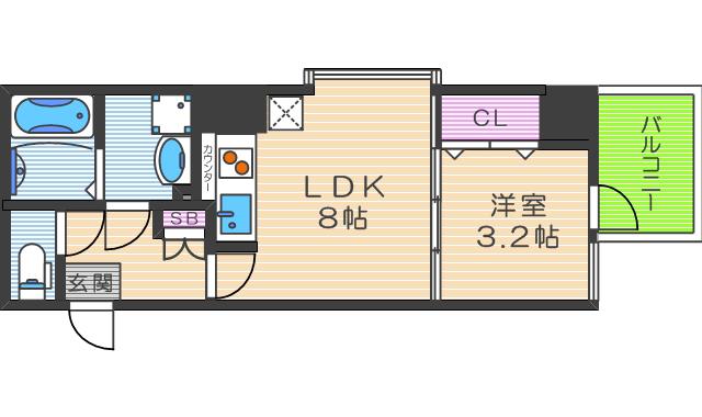 アドバンス西梅田IVエール(1LDK/6階)の間取り写真