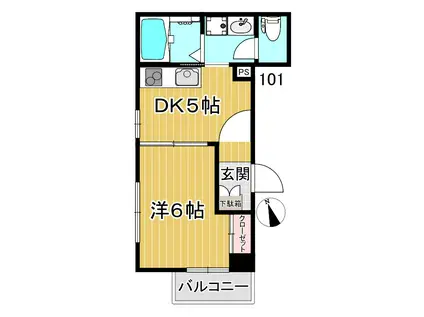 東急田園都市線 池尻大橋駅 徒歩3分 3階建 築1年(1DK/1階)の間取り写真