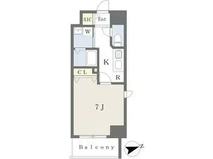 プレイズシード車道アベニュー(1K/5階)の間取り写真