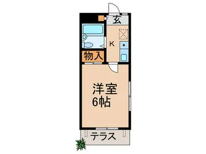 シャトーブランMT(1K/1階)の間取り写真