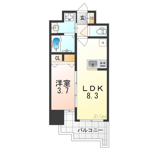 S-RESIDENCE堺BLAZE(1LDK/7階)の間取り写真