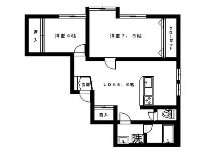 HALUビル(2LDK/3階)の間取り写真