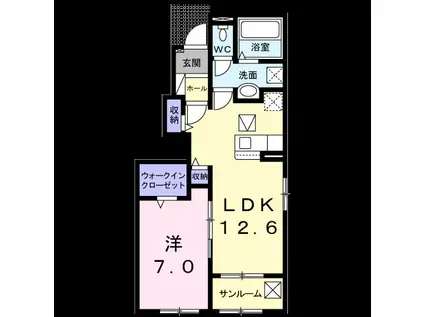 カーサ・フィオーレI(1LDK/1階)の間取り写真