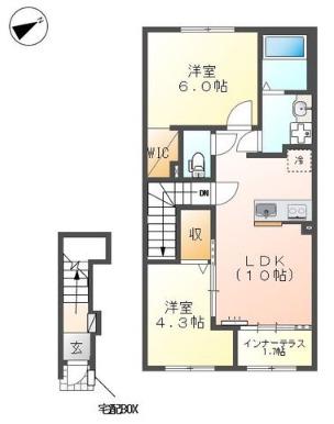 ラクードシャA(2LDK/2階)の間取り写真