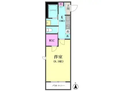 マルシェCHIDORI(1K/2階)の間取り写真