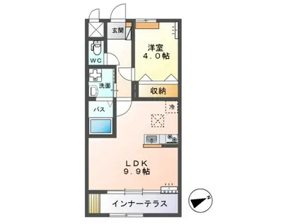 BEL・CASA鹿嶋(1LDK/1階)の間取り写真