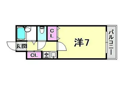 エトールVII(ワンルーム/1階)の間取り写真