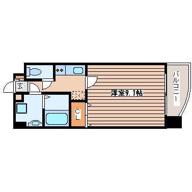 シティ連坊(1K/4階)の間取り写真