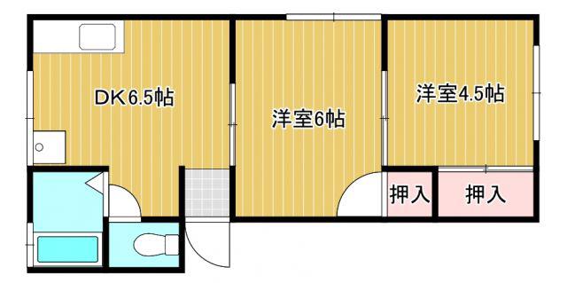 サンハイツ西山(2DK/2階)の間取り写真