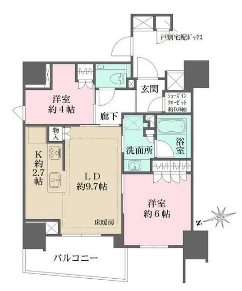 ザ・パークハウス品川荏原中延(2LDK/8階)の間取り写真
