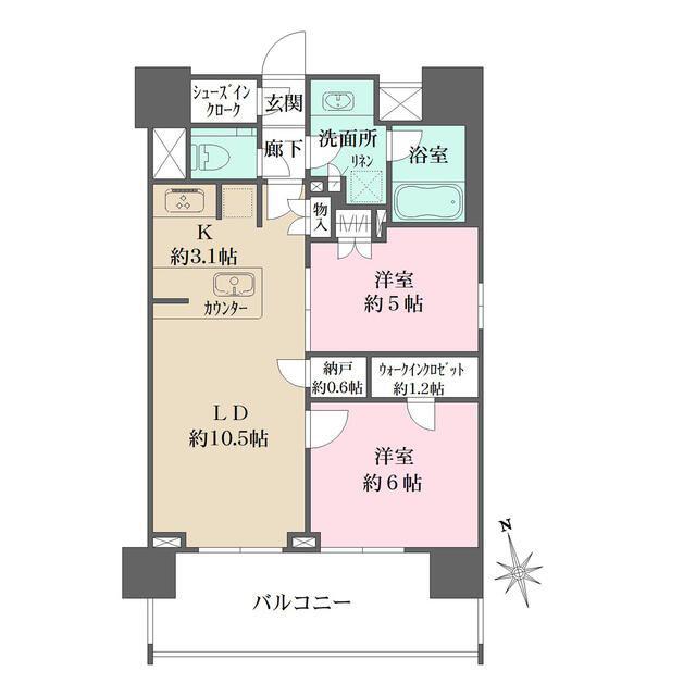 BELISTA文京関口(2LDK/2階)の間取り写真