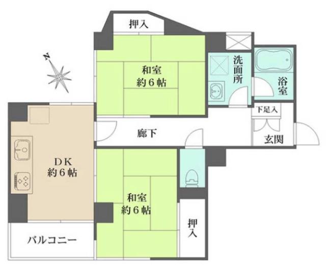 ラヴィーナ門前仲町(2DK/3階)の間取り写真