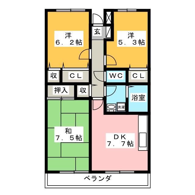 シレンシオパティオ(3DK/3階)の間取り写真