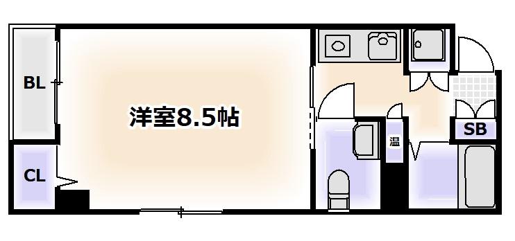 COLLECTION阿倍野(1K/2階)の間取り写真
