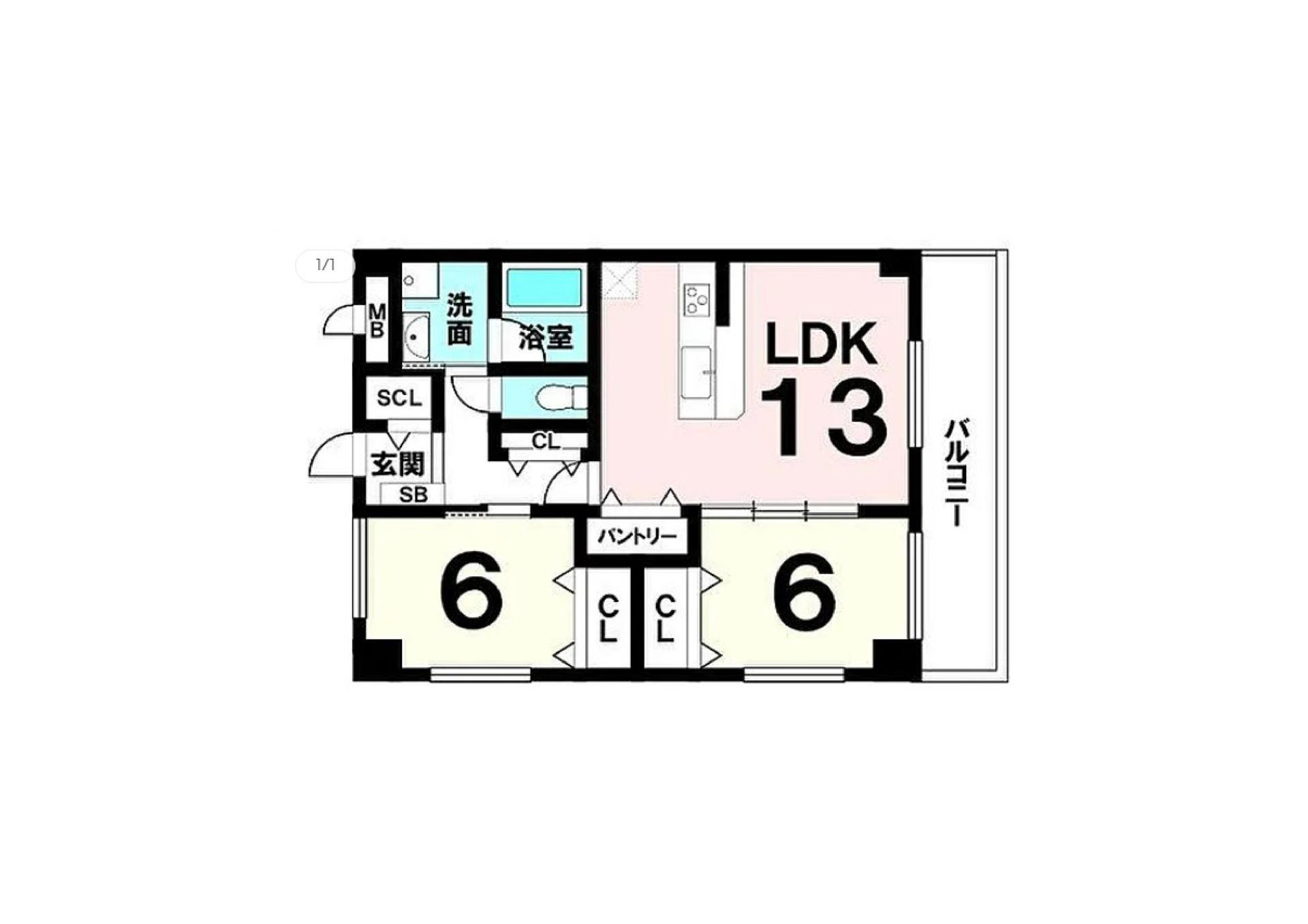 MIZUHOマンションうえはら(2LDK/2階)の間取り写真