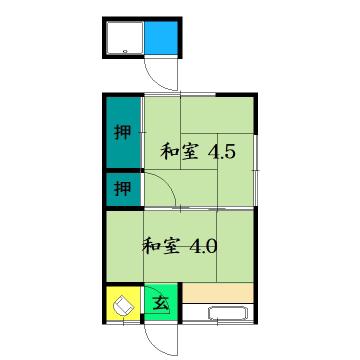 永寿荘(1DK/1階)の間取り写真