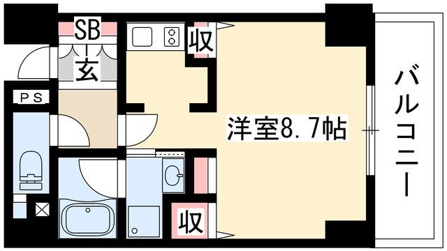 CASSIA車道(1K/15階)の間取り写真