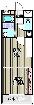 エスペラール・ミヤ(1DK/3階)の間取り写真