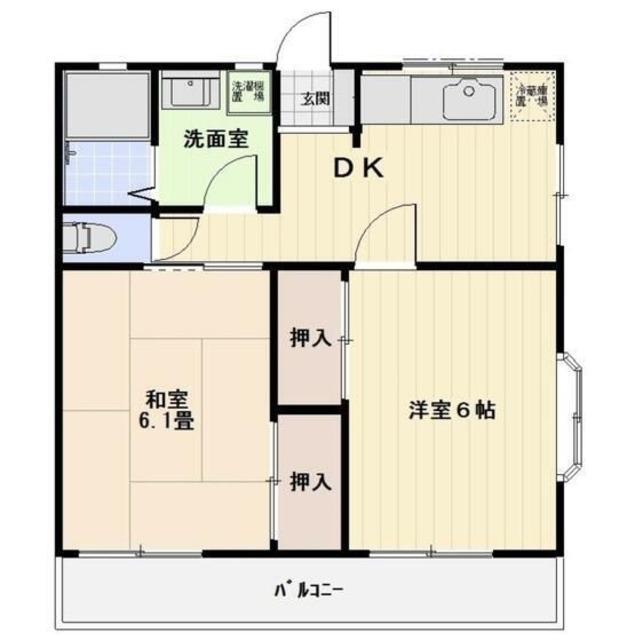 ハイツ森II(2DK/2階)の間取り写真