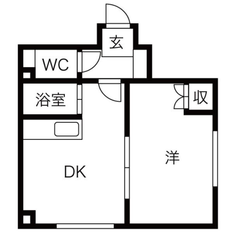 アーバン栄通B(1DK/5階)の間取り写真