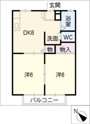 サンライト杉山(2DK/1階)の間取り写真