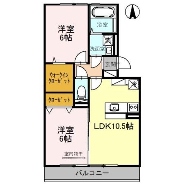 グレース中谷B(2LDK/1階)の間取り写真