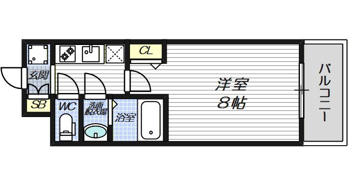 ソルテラスOSAKA MID イーストクレアスト(1K/3階)の間取り写真