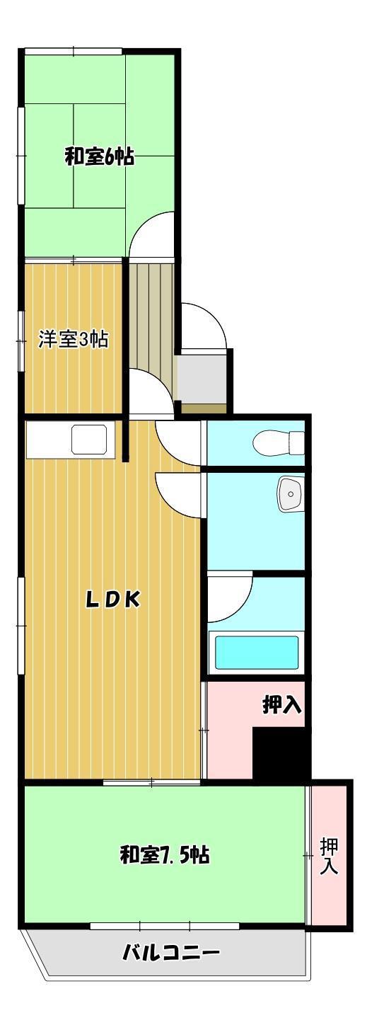 みづほ荘(3LDK/1階)の間取り写真
