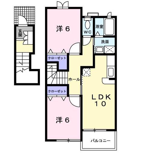 チェルシーI(2LDK/2階)の間取り写真
