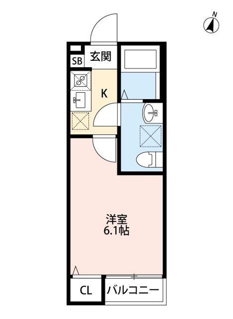 ローレルハウス大久保(1K/1階)の間取り写真