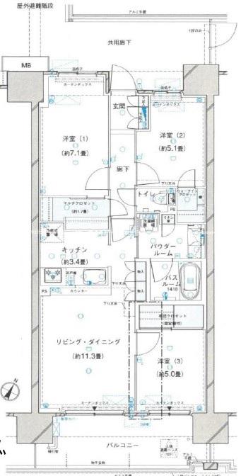 ザ・レジデンスさいたま新都心(3LDK/8階)の間取り写真
