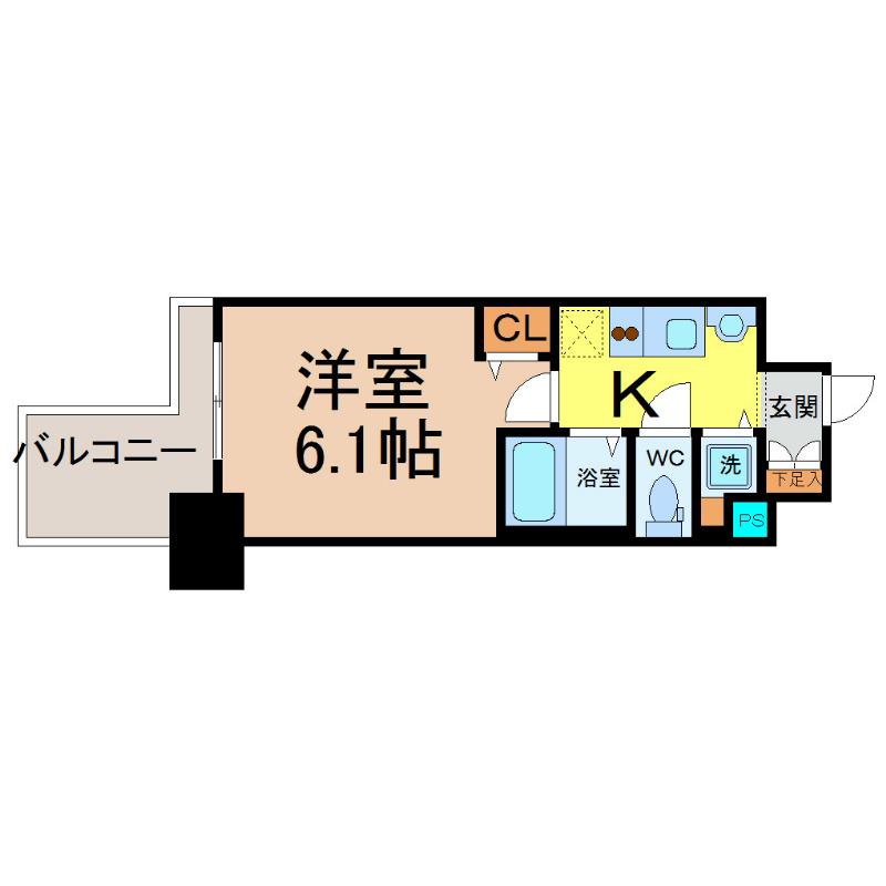 プレサンス錦プレミアム(1K/13階)の間取り写真