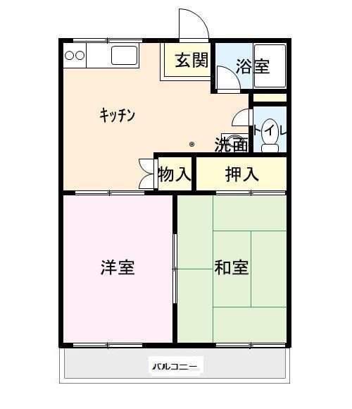 サンハイツ(2DK/2階)の間取り写真