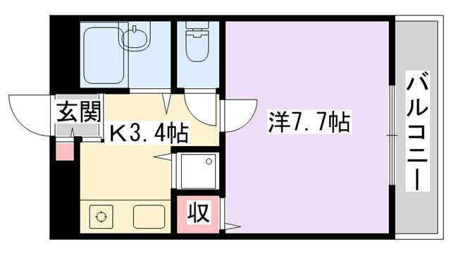 TAIHOレジデンス萱島(1K/1階)の間取り写真