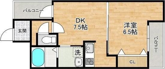 フジパレス清水丘II番館(1DK/3階)の間取り写真