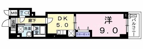 ミッド ヴィラ レジデンス(1DK/5階)の間取り写真