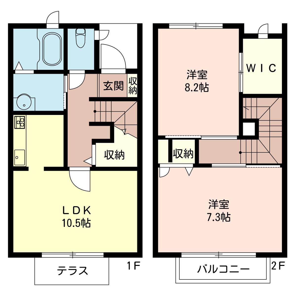 フラッツヒル B(2LDK/1階)の間取り写真
