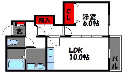 グランデムツミK(1LDK/1階)の間取り写真