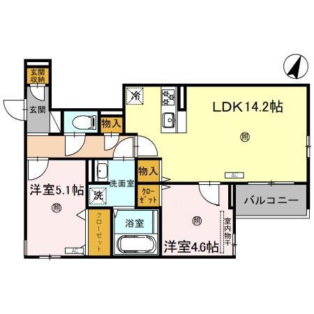 サンパティーク住吉(2LDK/2階)の間取り写真