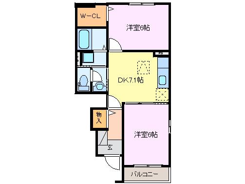 SUN イースト(2DK/1階)の間取り写真
