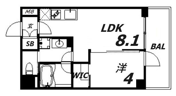 ブエナビスタ神戸駅前(1LDK/8階)の間取り写真