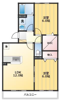 フェニックス小仙波B(2LDK/1階)の間取り写真