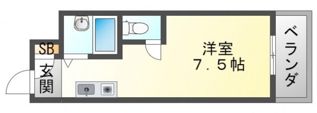 リーヴズ千里山(ワンルーム/1階)の間取り写真