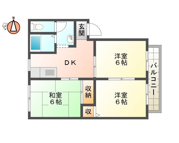 カサヴェルデ53(3DK/2階)の間取り写真