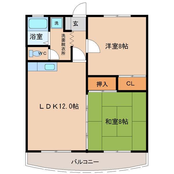 アムール霧島(2LDK/2階)の間取り写真