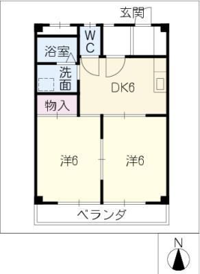 ラフォーレ吉野(2DK/4階)の間取り写真