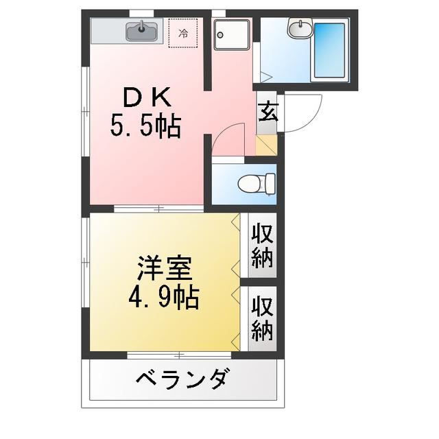 パークフロント(1DK/1階)の間取り写真