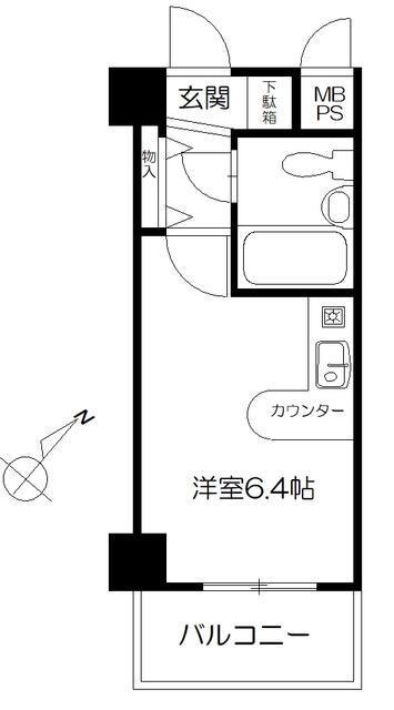 ライオンズマンション相模原第5(ワンルーム/10階)の間取り写真
